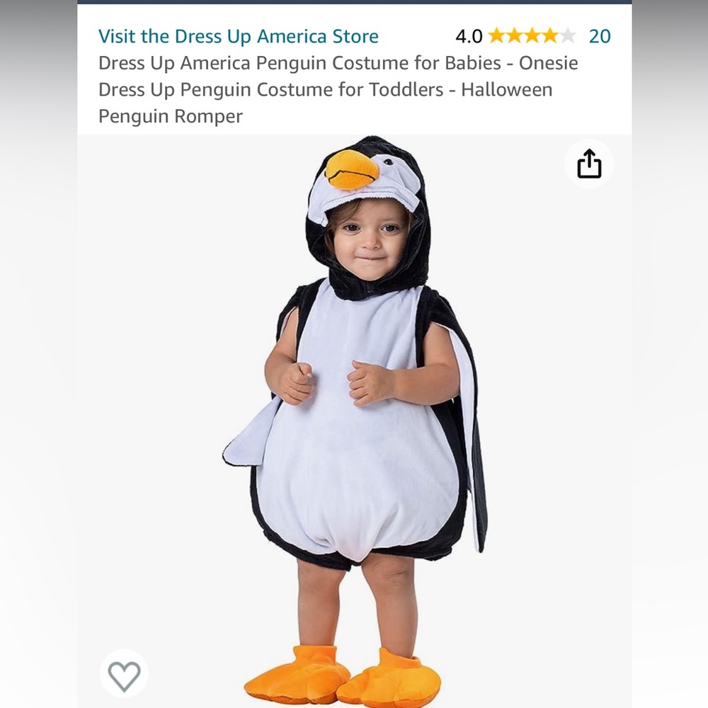 12 mo penguin costume